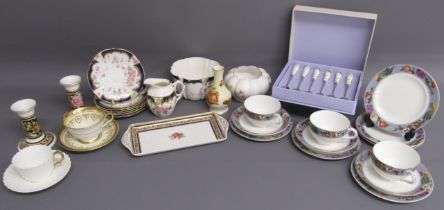 Aynsley 161758, Natures Delight bowl and Gold Dowery teacup and saucer, Wedgwood Clio tray and