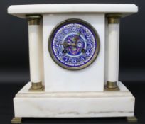 Marble mantel clock with enamelled dial, the striking movement marked Mappin & Webb and CAF, no.