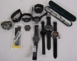 11 watches, one without strap and a watch strap