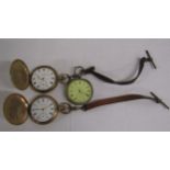 3 pocket watches - A.W.W. Co Waltham Mass gold plated, Thomas Russell & Son Liverpool gold plated