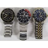 3 men's Seiko watches - Fiftyfive Fathoms rotor system (currently working) - automatic 10 bar (