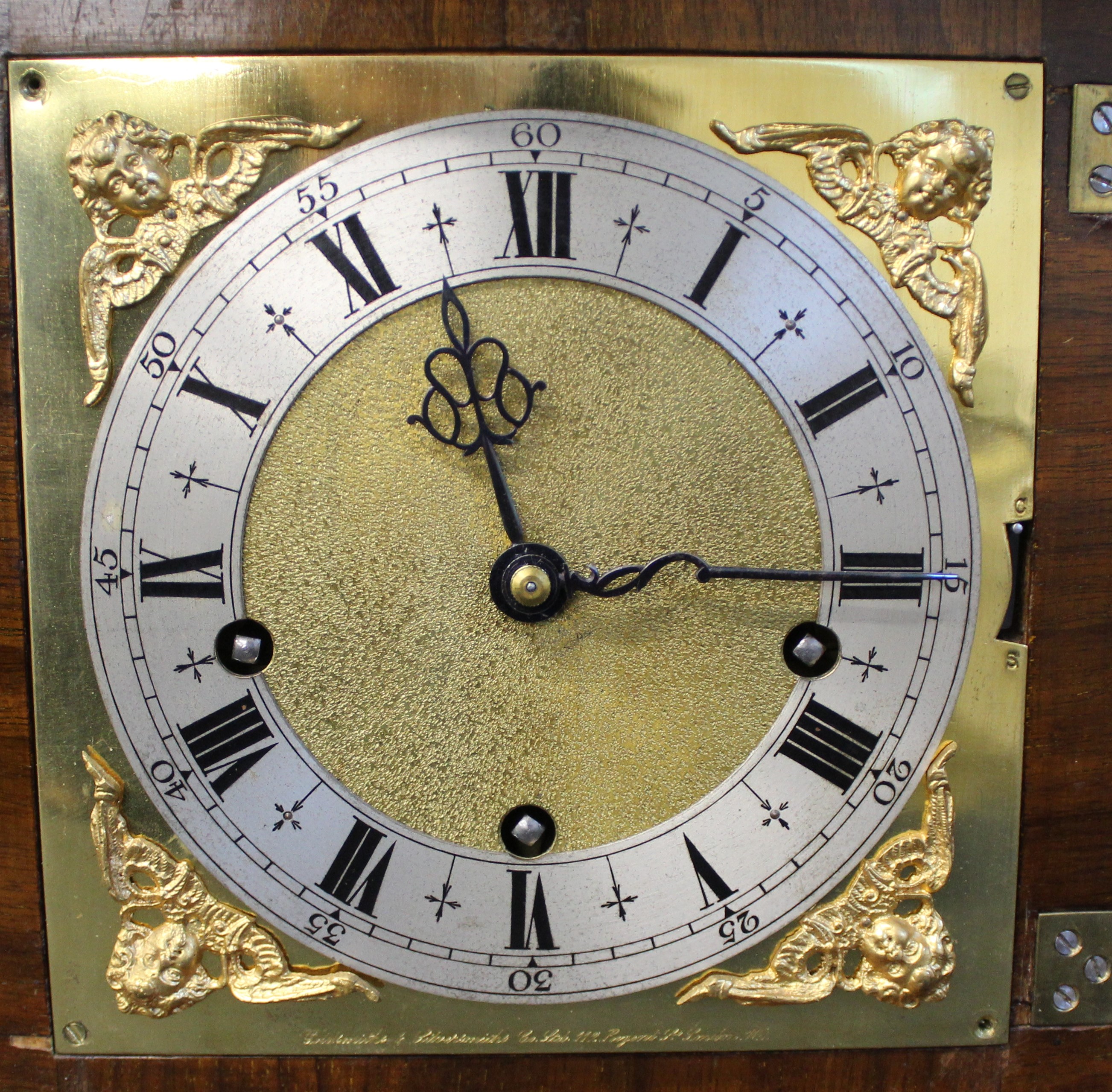 20th century Goldsmiths & Silversmiths Co Ltd ,112 Regent Street, London W1 reproduction table clock - Image 2 of 9