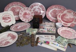 Collection of red and white plates includes Spode Archive Collection cake plate, Grindley, Meakin '