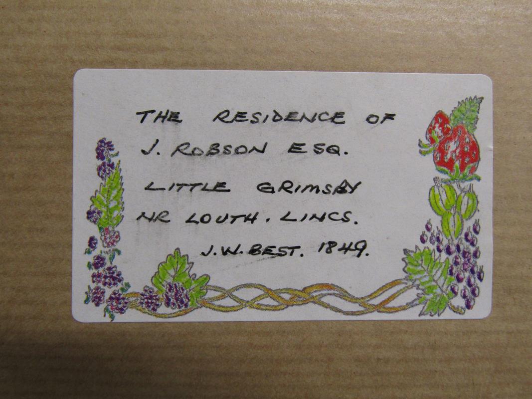 Unsigned watercolour Brackenborough Hall - label to rear 'The Residence of J. Robson Esq..' - J.W - Image 4 of 8