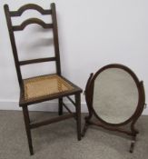 Bedroom chair with wicker seat and toilet mirror