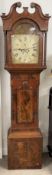 Victorian longcase clock by Musson of Louth with mixed wood case, painted dial & 8 day movement Ht