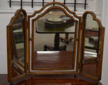 Reproduction Georgian dressing table mirror in burr walnut (foot requires re-attachment)