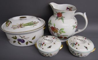 Royal Worcester 'Evesham' oval game casserole dish and large jug and 2 'Strawberry Fair' shape 23