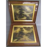 2 framed oils on canvas - one signed R Keen - depicting village landscapes - both appear to be by