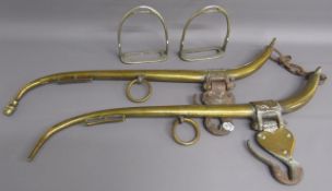 Pair of solid brass No.2 horse hames and stirrups