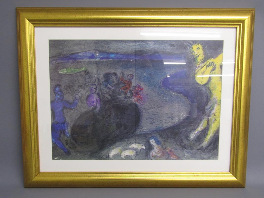 Marc Chagall Modernist figural lithographic print published in New York printed in West Germany 1977 - Image 2 of 4