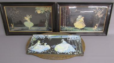 3 framed Mary Gold pictures - 'In an Old Time Garden', 'Midnight Dance' and 'A Love Melody'