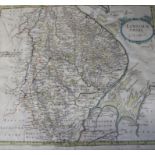 Robert Morden hand coloured map of Lincolnshire in Hogarth frame 45.5cm x 40.5cm