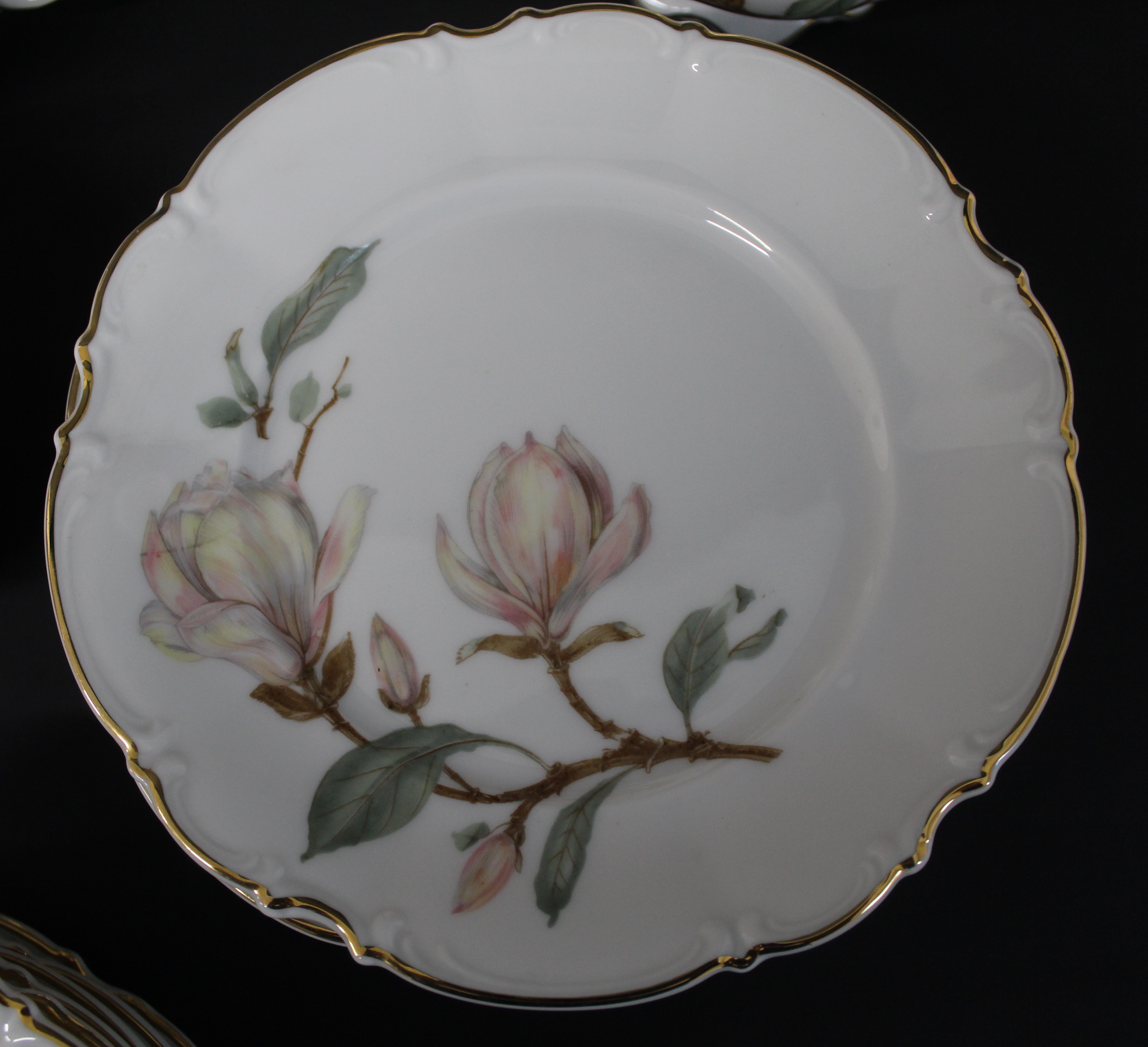 Hutschenreuther porcelain Sylvia pattern (magnolia) part tea service, printed marks, comprising - Image 2 of 2