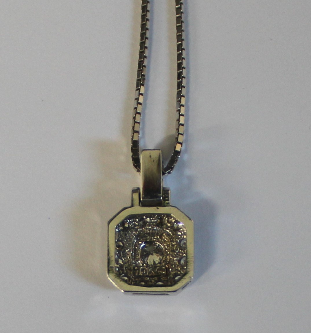 10k white gold diamond pendant & chain, 3.72g - Image 5 of 6