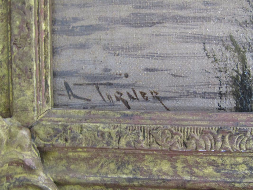 Pair of oils on canvas depicting harvest scenes in ornate gilt frames - signed A.Turner - approx. - Image 5 of 5