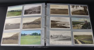 Album of approximately 183 postcards depicting golf courses in Wales, Ireland, Isle of Man, Isle