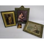 Crystoleum prints include brass framed Mother and Daughter after Elizabeth Louise Vigee Le Brun -
