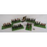 Collection of cast figures mounted onto wooden bases - Hussars and Guards also a larger mounted