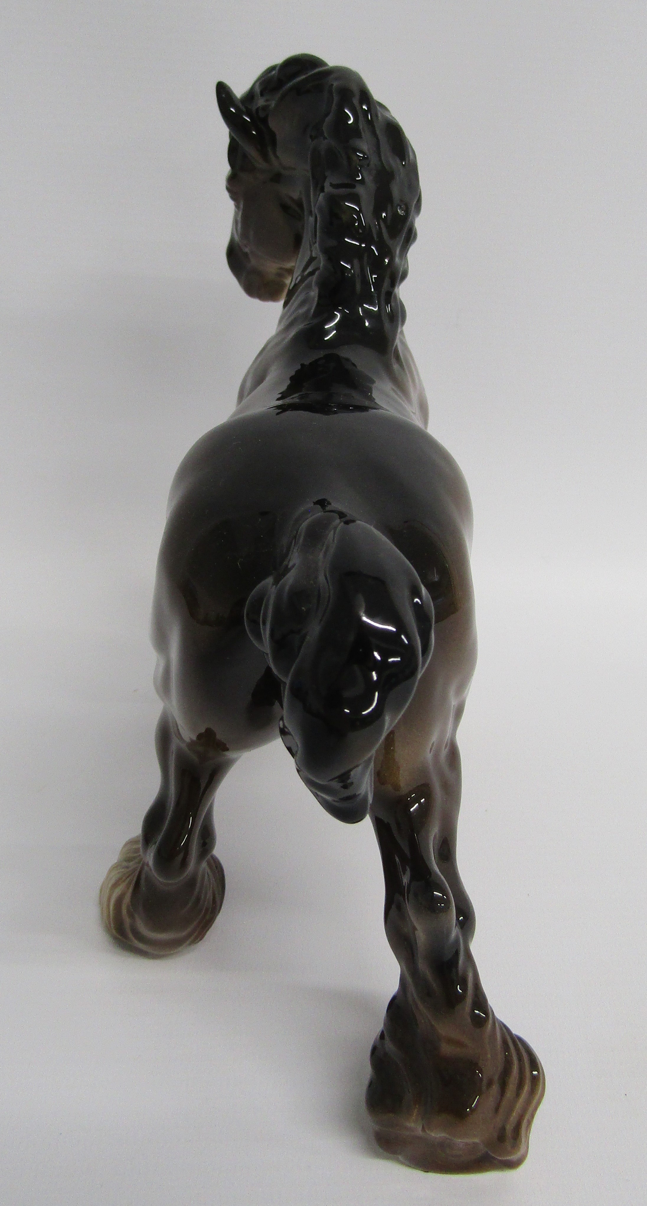 Matt black Beswick Persian cat 1867 and Beswick Shire horse - Image 8 of 11