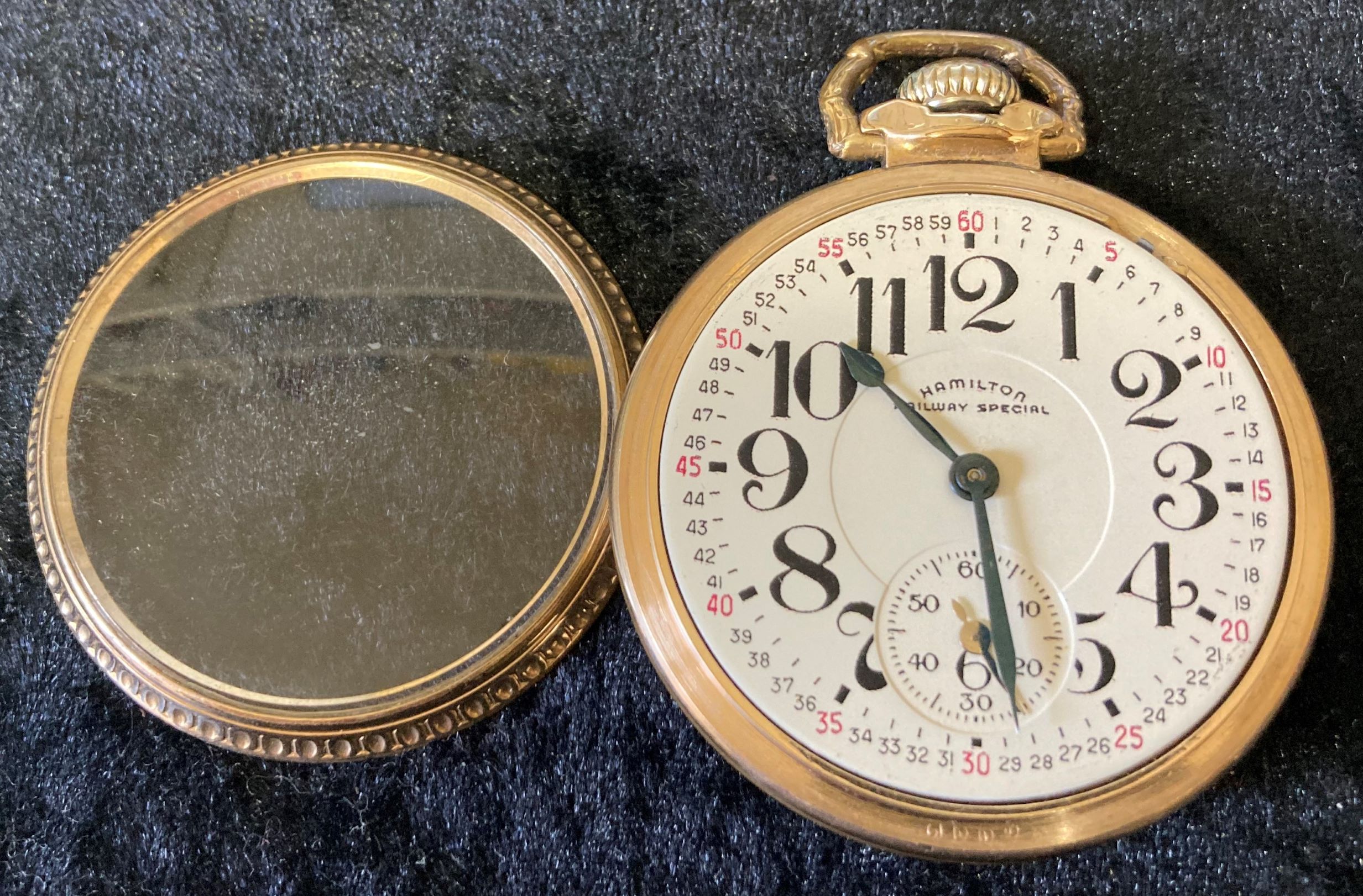 Hamilton Railway Special gold plated screw case pocket watch with Montgomery dial. Approx. - Image 4 of 4