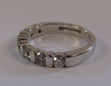 18ct white gold bespoke ring set with 7 brilliant cut diamonds - total 0.75ct - ring size I/J -