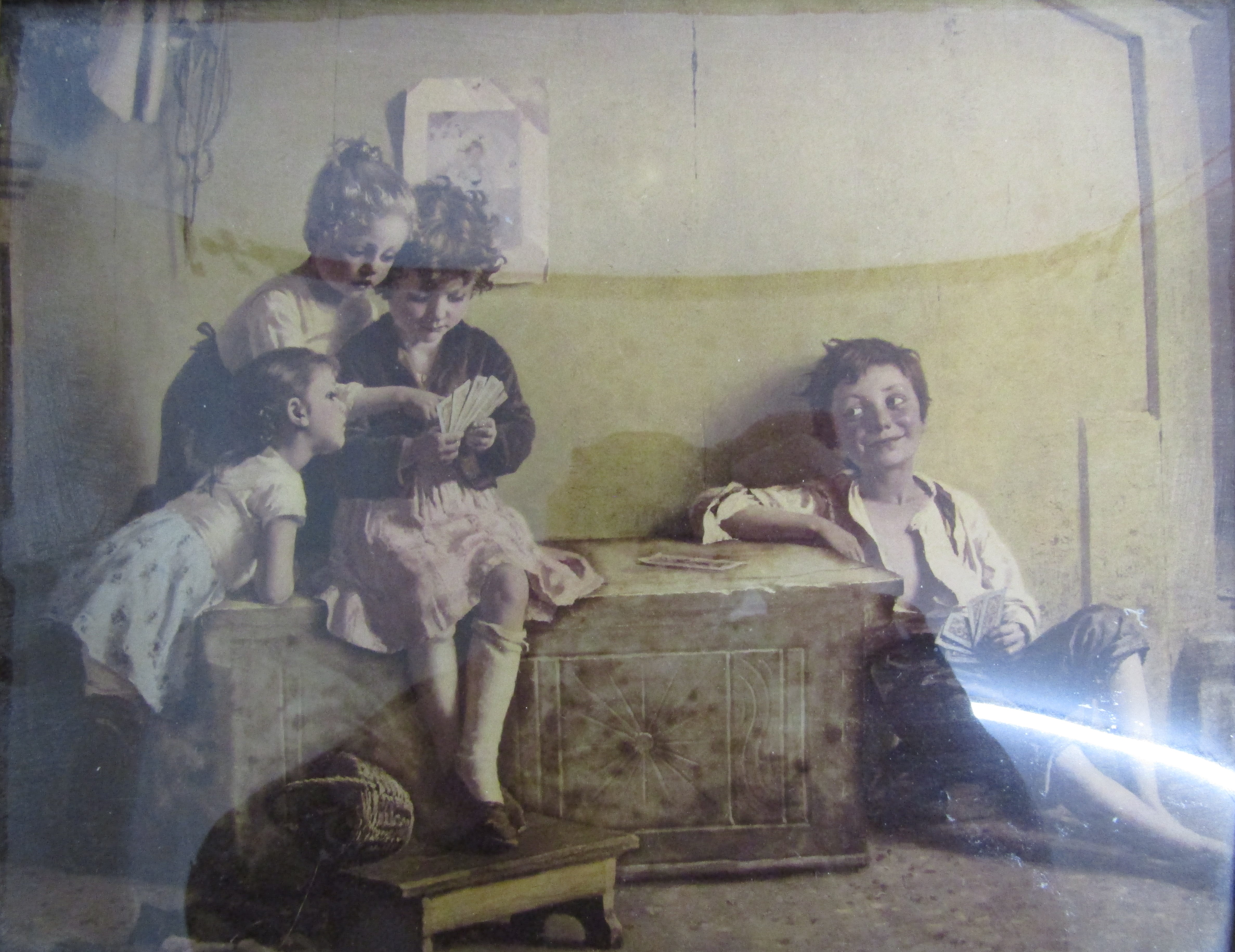 Crystoleum framed prints include - Konrad Keisel lady with fan - children playing - 3 ladies and - Image 4 of 5