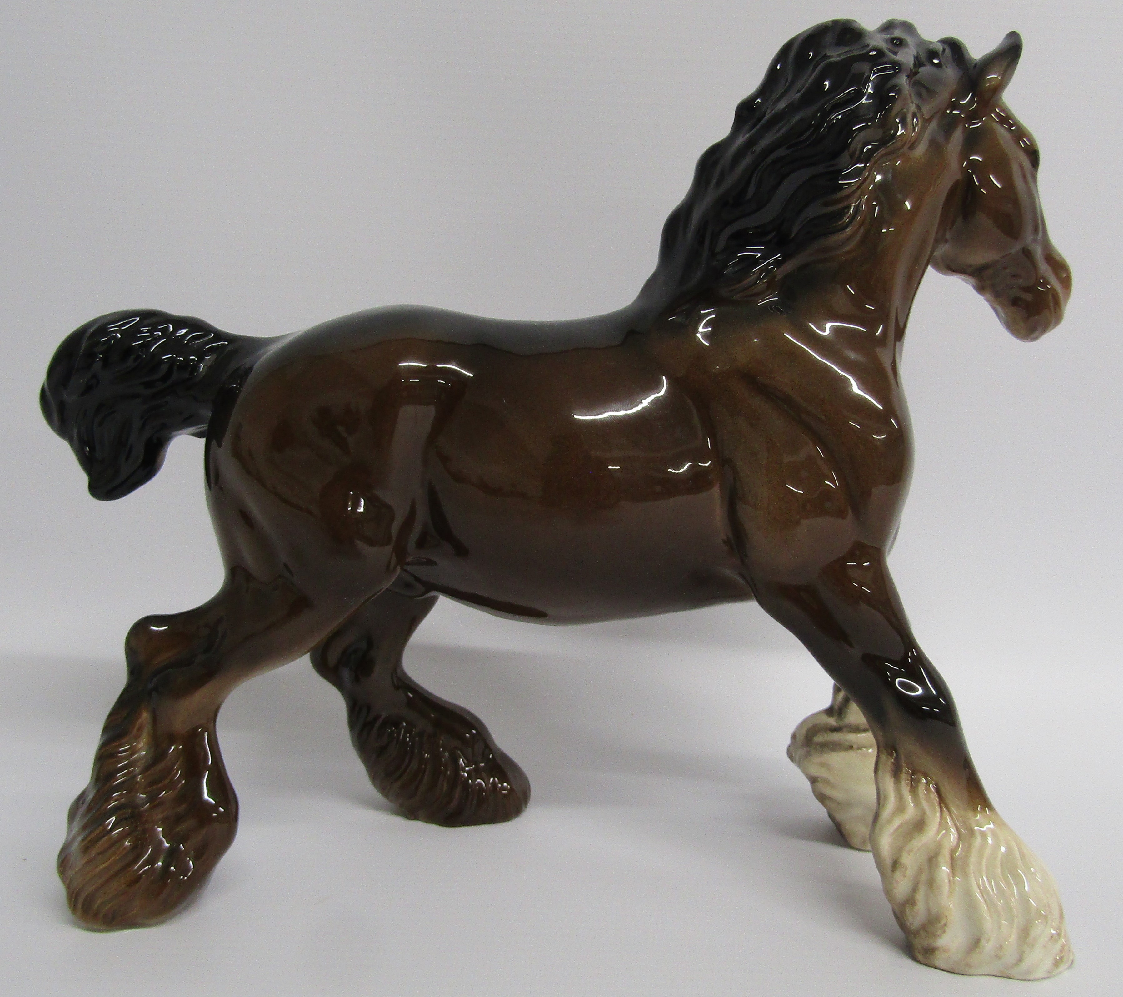 Matt black Beswick Persian cat 1867 and Beswick Shire horse - Image 9 of 11