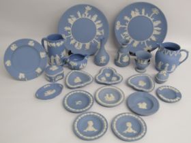 21 pieces of Wedgwood blue jasper ware