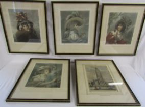 Set of four prints by Virtue & Co, London 1918 of Francesco Bartolozzi 'Four Seasons' with pencil