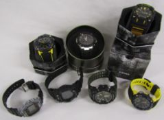 7 Casio G-Shock watches - 2 x 5590 GA-2000 one with box - 5513GST-B100 - 5637 GA-900A - 240 DW-