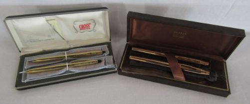 2x Cross rolled gold pen sets - 1/20 14kt pen with fountain pen and 1/20 10kt roller ball with