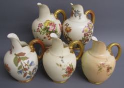 5 Royal Worcester blush ivory small jugs/pitchers 1094 29115