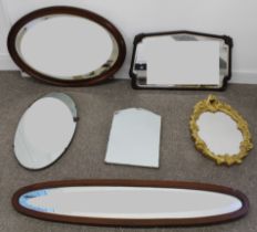 Mahogany oval framed mirror & 5 others