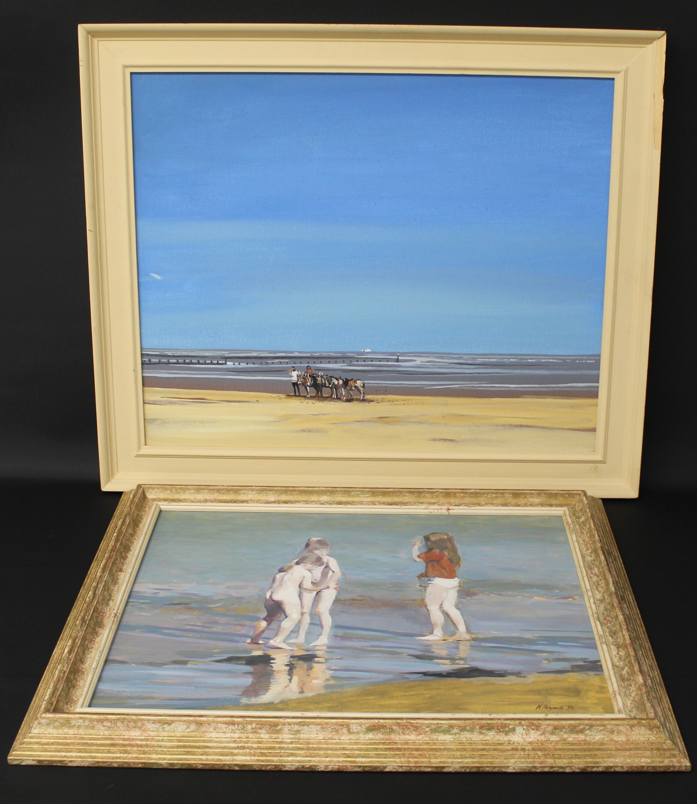 Oil on canvas "Donkeys" by Gervase Elwes 70cm x 58.9cm & oil on board "Collecting Water" by Neil - Image 2 of 4