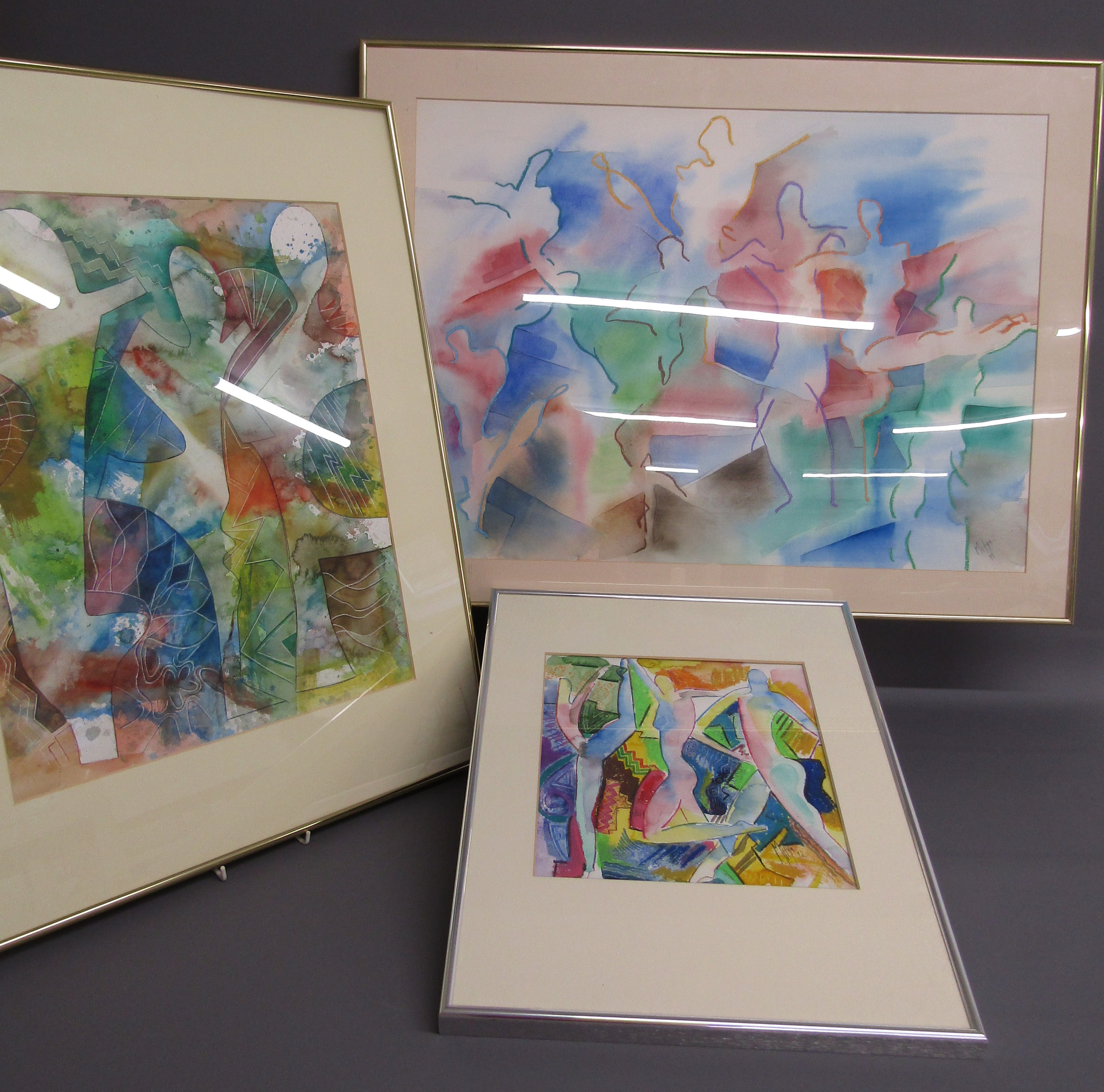 3 framed South African artist Mitya Sargeant 92/93 water colours - one with name to rear 'Pas de