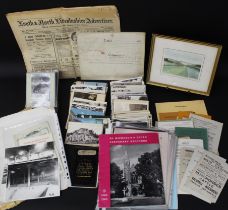 Box of miscellaneous ephemera mainly Louth related including Tom Brooker original watercolour,