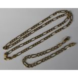 9ct gold figaro link chain necklace & bracelet, 25.3g