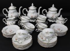 Hutschenreuther porcelain Sylvia pattern (magnolia) part tea service, printed marks, comprising