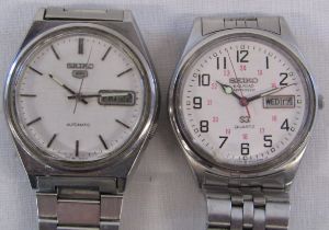2 men's Seiko watches - automatic with day/date (currently working) and Railroad Approved quartz