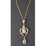 Tested as 9ct gold aquamarine pendant (4.80g) on 9ct gold chain (2.26g)