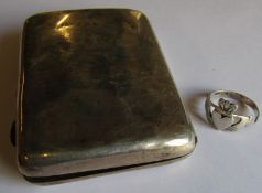 Silver wallet case engraved A.F.G Jan 17th 1912 and silver ring