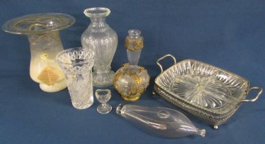 Glassware includes mounted vases, hors-d'oeuvre tray, vases etc
