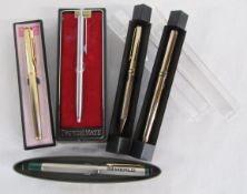 5 pens includes - Waterman and Merlo fountain pen, Papermate biro and Colibri fountain and ball