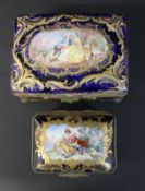 Continental porcelain table casket with hand painted and gilded panels and hand painted floral
