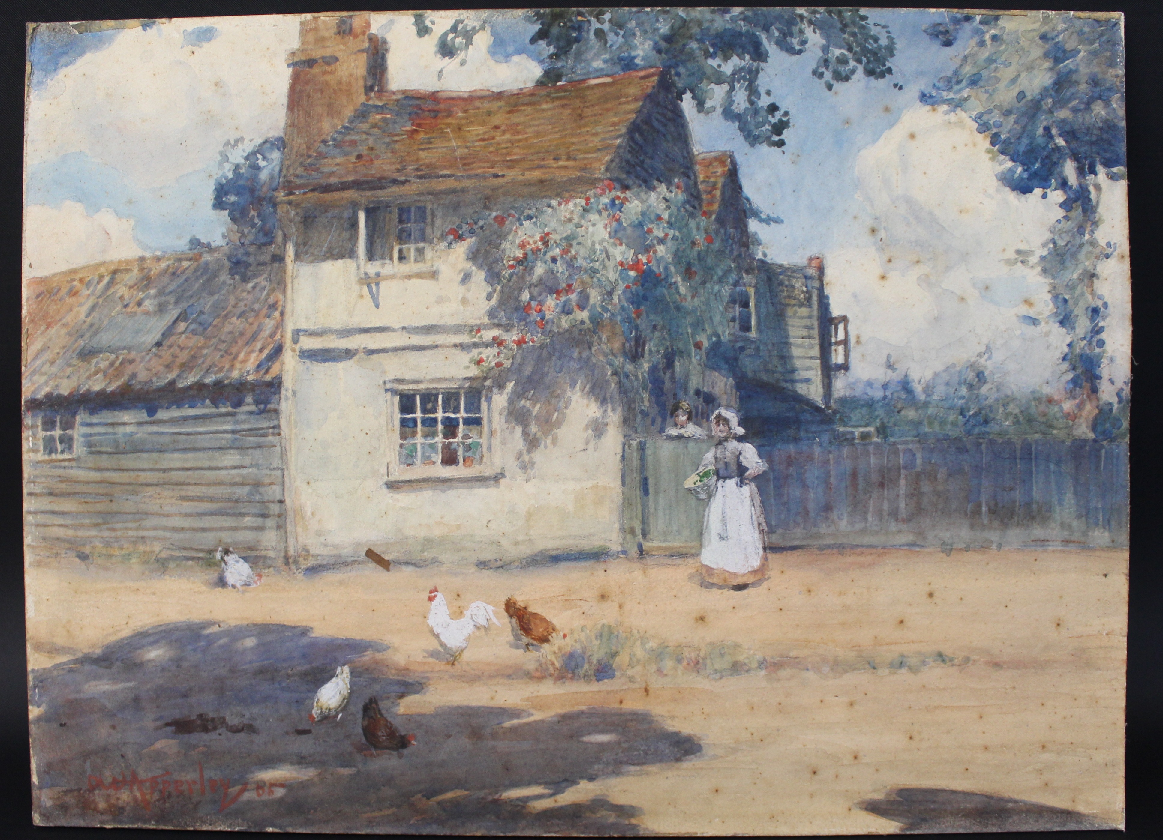 Pair of gilt framed watercolours depicting country cottages, signed Apperley '05 / '06 (possibly - Image 2 of 8