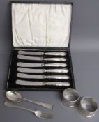 William Hutton & Sons Birmingham 1929 silver napkin rings 1.47 ozt - Atkin Brothers Sheffield 1904
