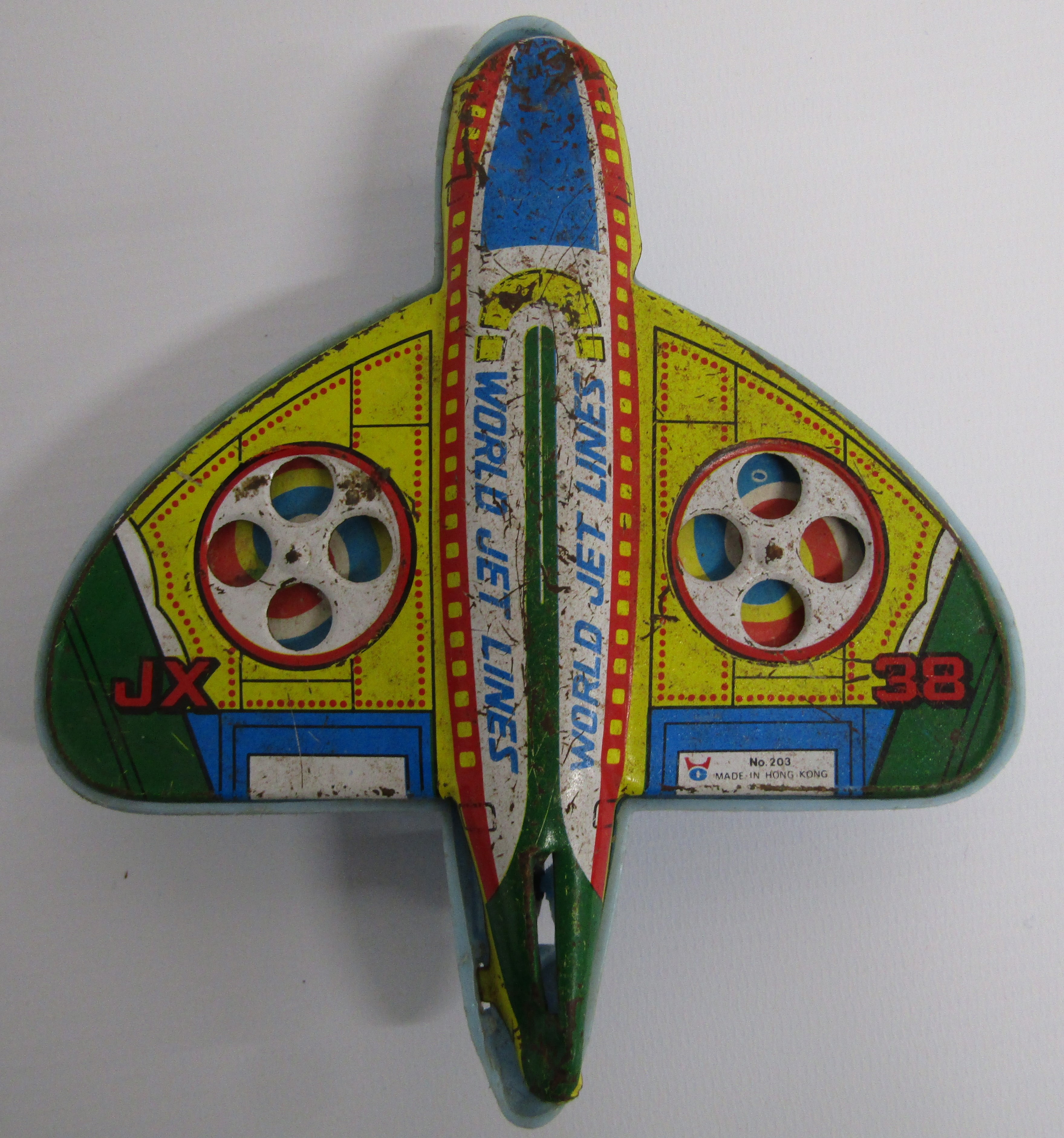 Fisher Price large crane 314 and cement mixer 315 also No. 203 tin aeroplane made in Hong Kong - Image 2 of 4