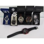 6 men's Sekonda watches - 1525 digital, 03405 with date, 3846 with date, 3407H chronograph, N3490