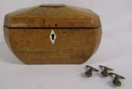 19th century burr wood tea caddy